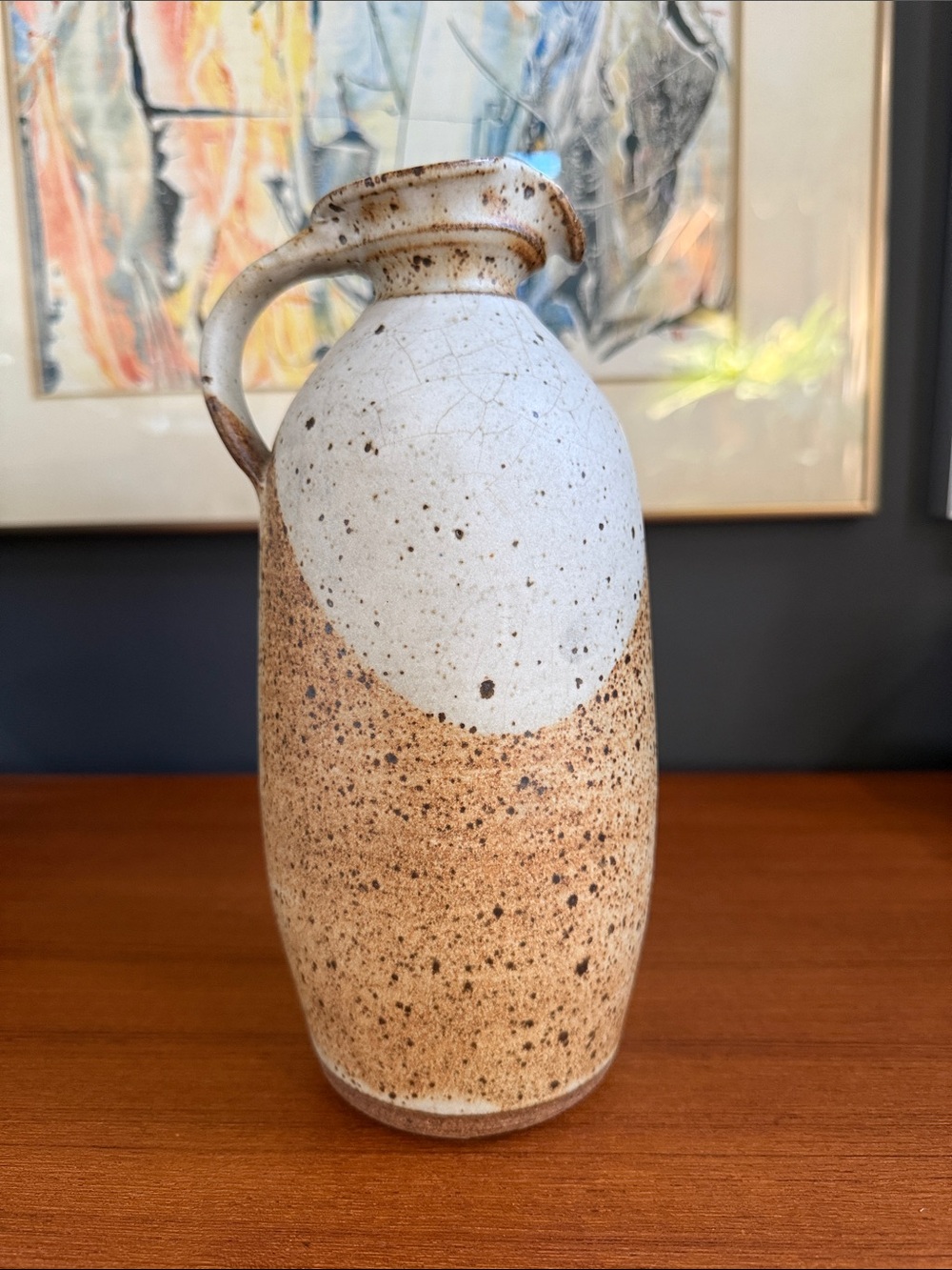 vintage brutalist/mid-century modern studio pottery jug, Robert Beanstead